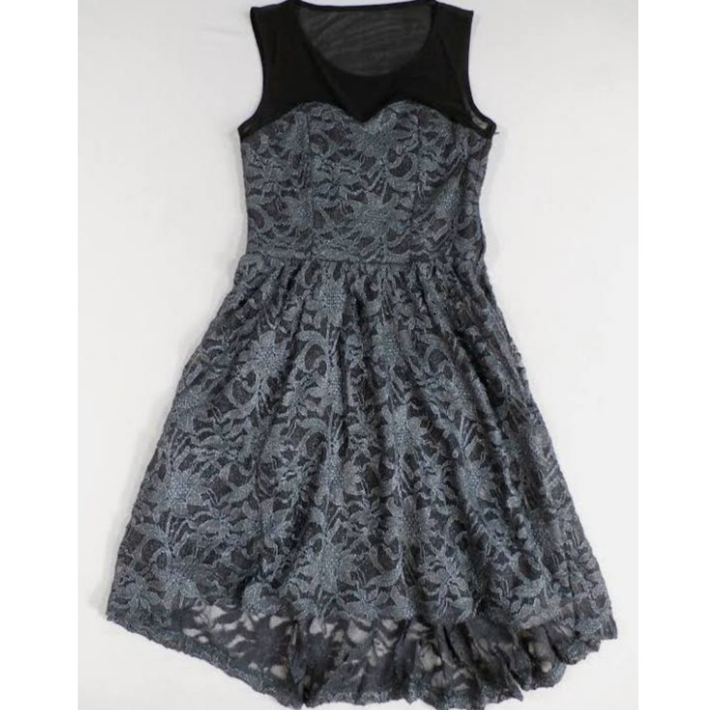 dELIA*s Illusion Foiled Lace Hi-Lo Silver Dress